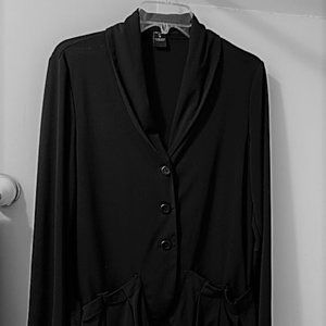 Fashion-Forward Long Sleeve Poly/Spandex Blazer by ASHRO, Black, Size M